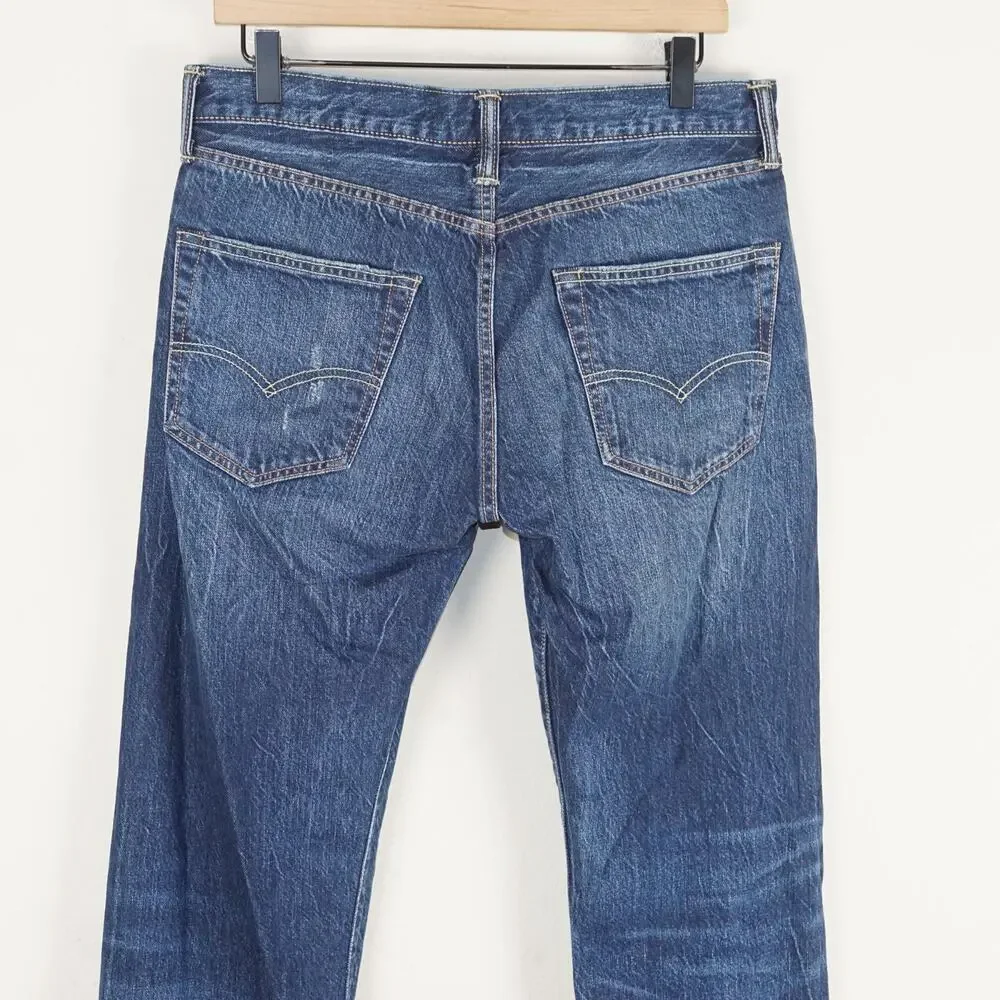 Levis 501 Original Fit Selvedge Blue Button Fly Straight Leg Jeans Sz 32 x 32